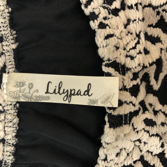 Lilypad XL A-Line Dress Tunic Short Top Black White Lace Overlay Angel Wing SLV - Picture 9 of 12